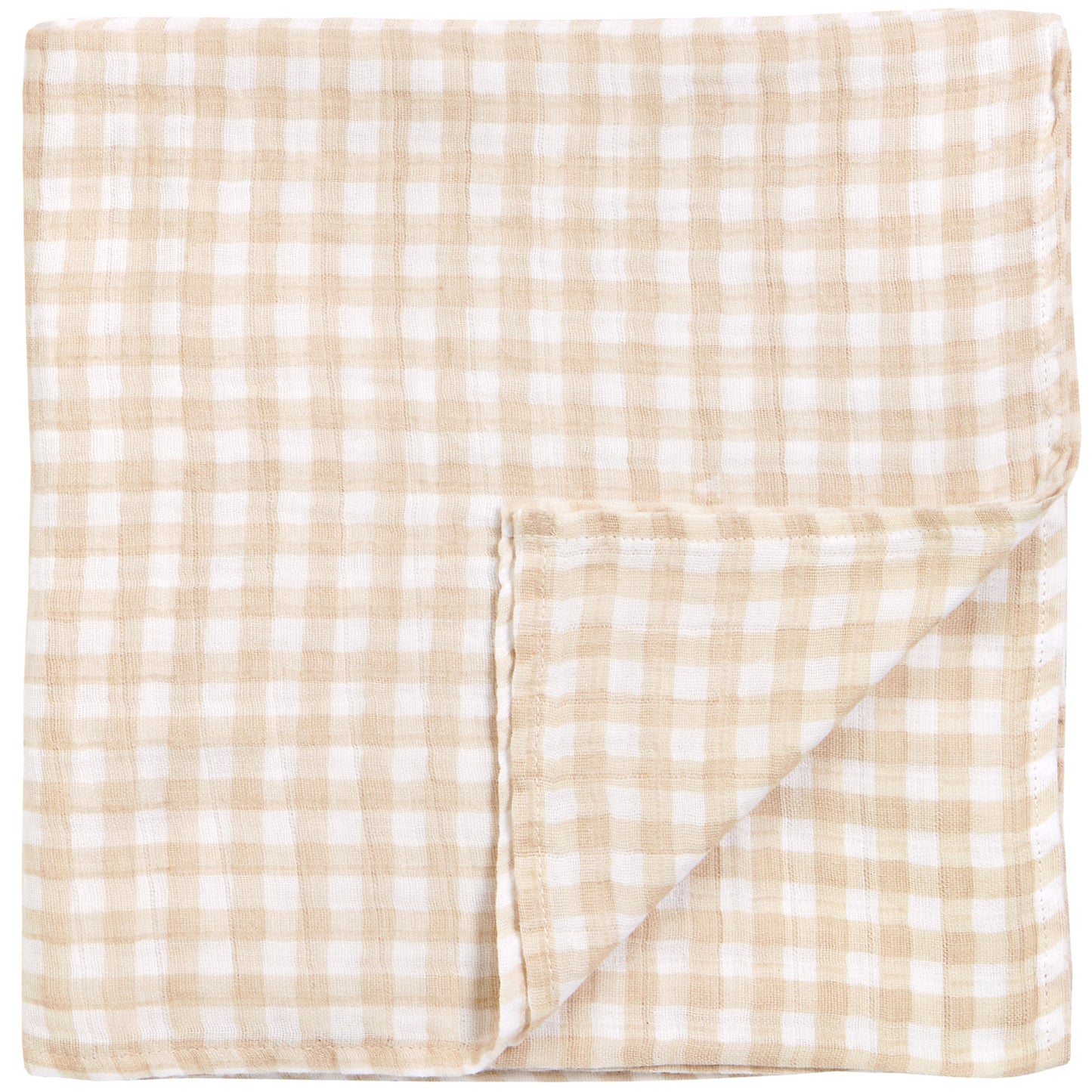 Beige Gingham Muslin Swaddle