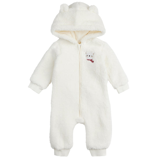 Polar Bear Hooded Sherpa Playsuit