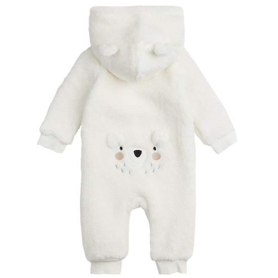 Load image into Gallery viewer, Polar Bear Hooded Sherpa Playsuit

