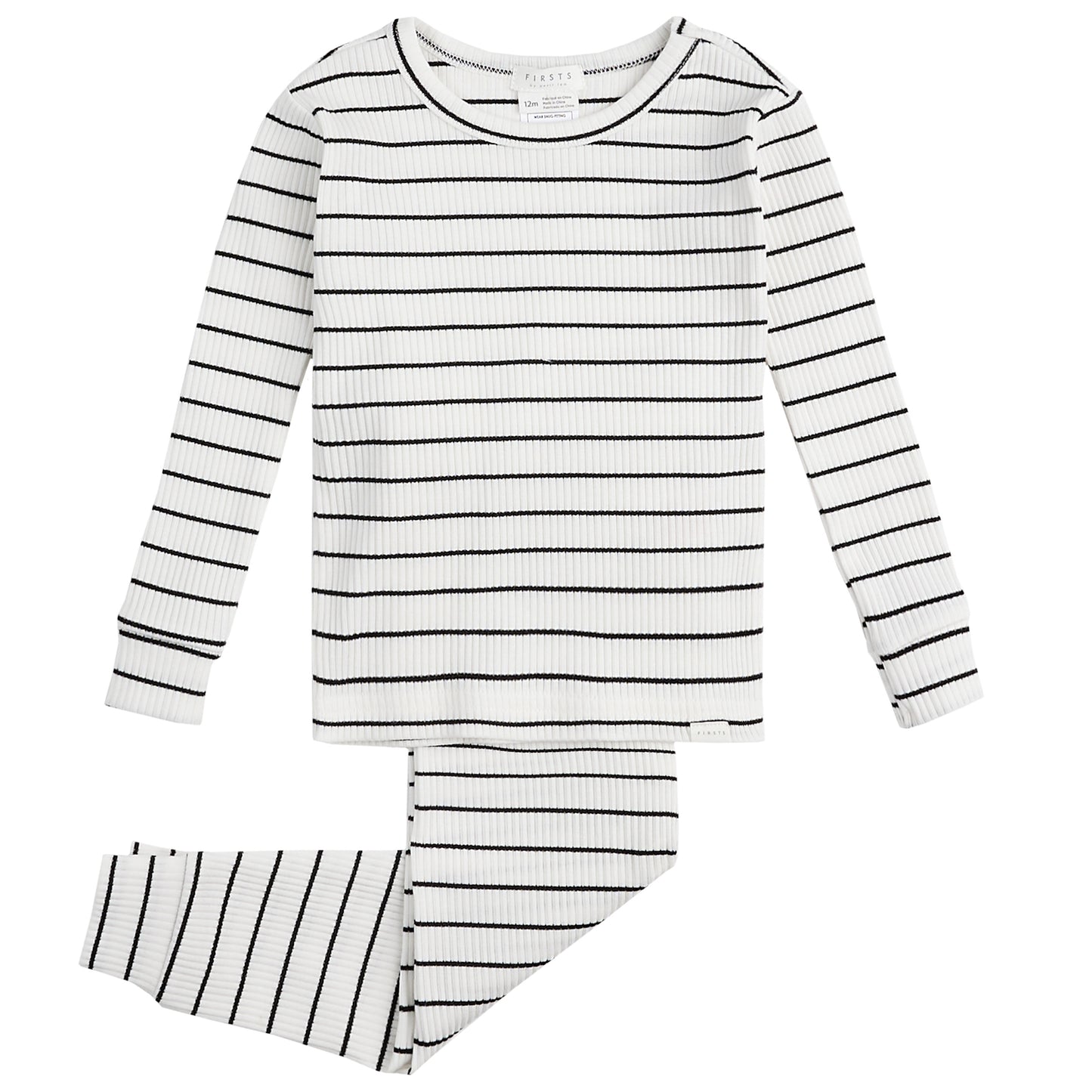 Black Striped Rib Pajama Set