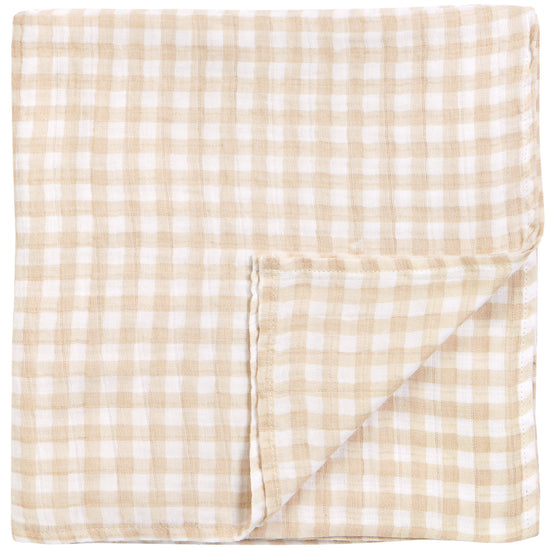 Beige Gingham Muslin Swaddle