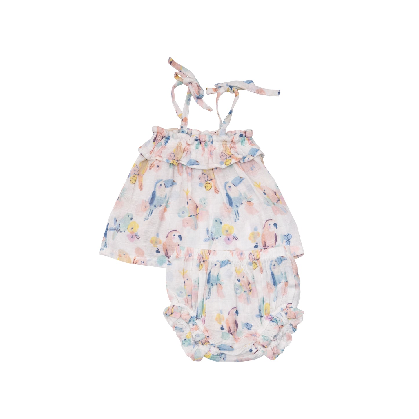 Load image into Gallery viewer, Ruffle Top &amp;amp; Bloomer Set, Neopolitan Birds
