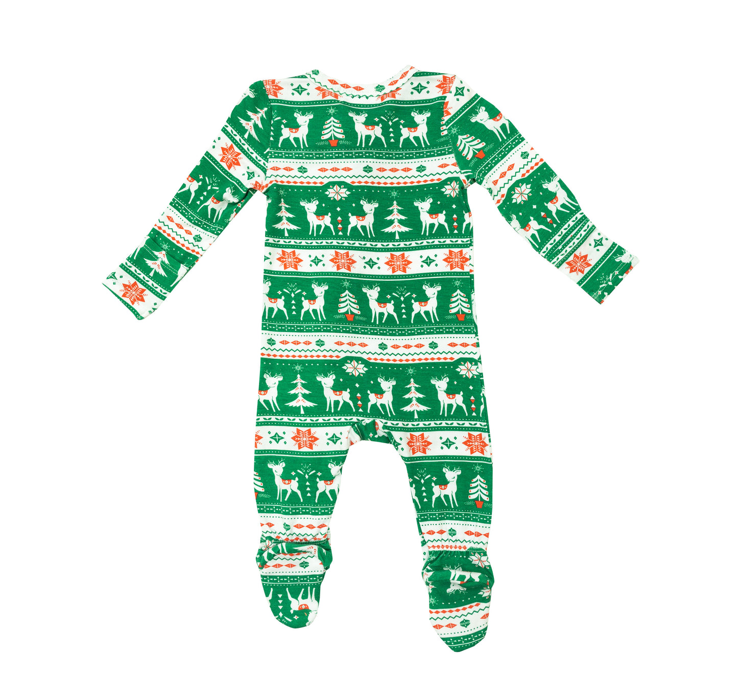 Vintage Deer Green Fair Isle Footie