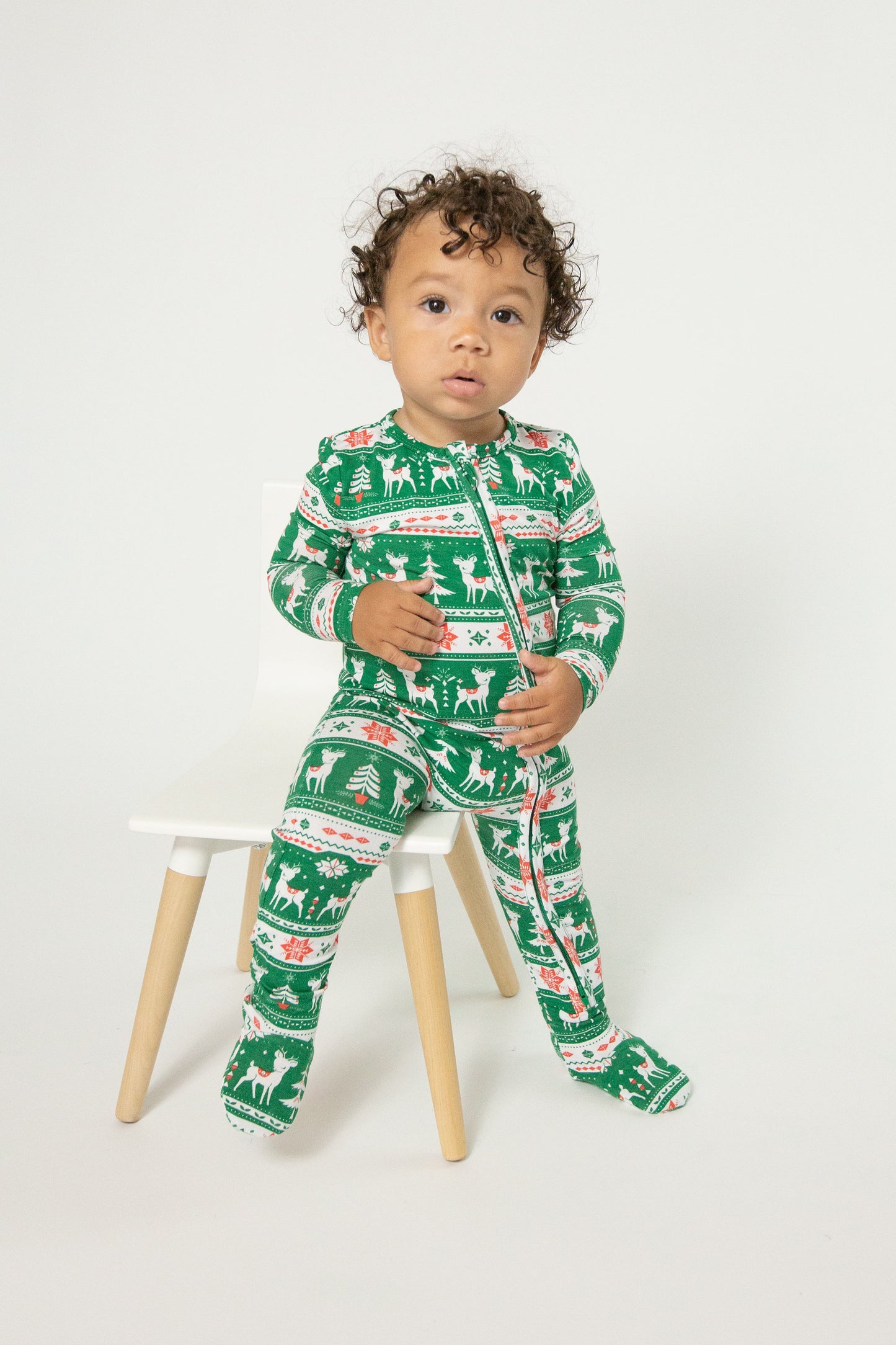 Vintage Deer Green Fair Isle Footie
