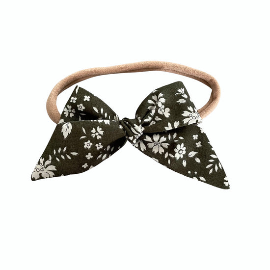 Baby Tied Bow Headband, Liberty Olive Floral