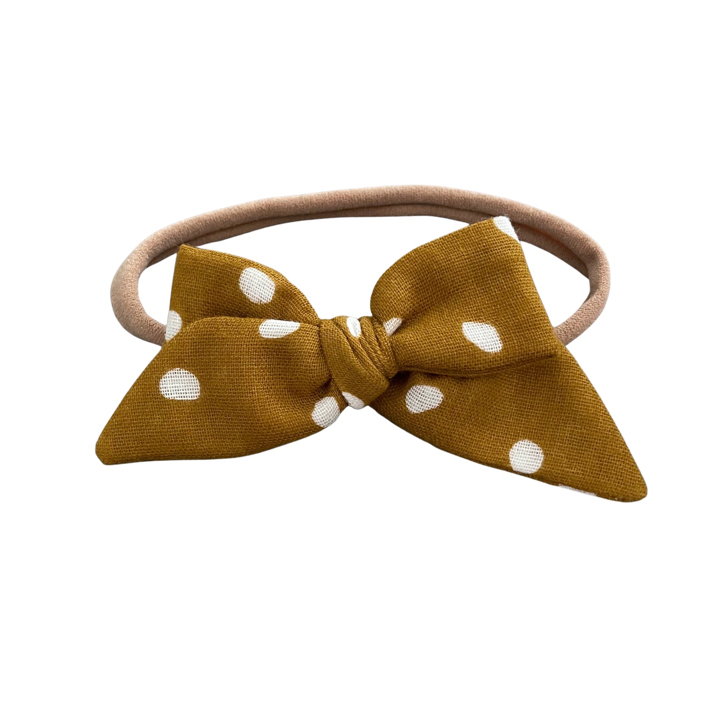 Baby Tied Bow Headband, Mustard Dot