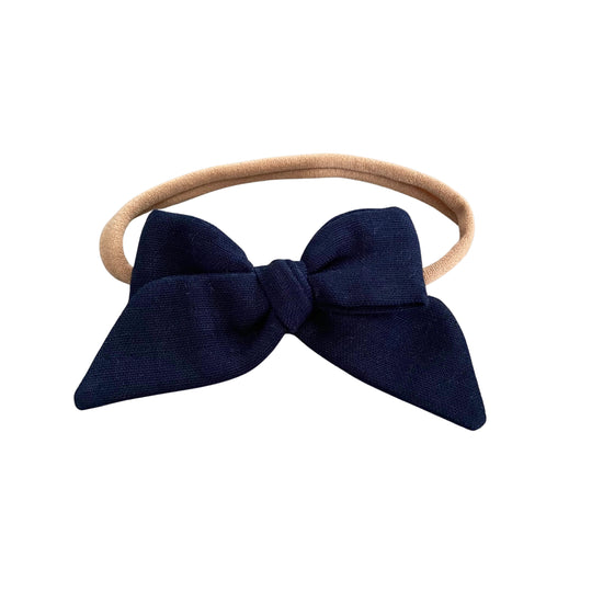 Load image into Gallery viewer, Baby Tied Bow Headband, Navy
