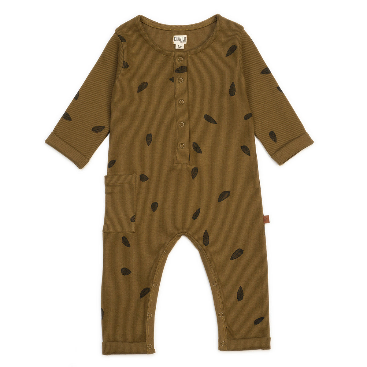 Organic Rib Henley Playsuit, Leaves