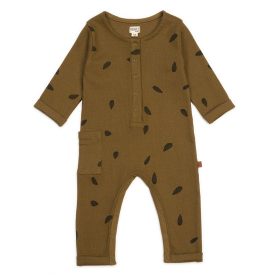 Organic Rib Henley Playsuit, Leaves