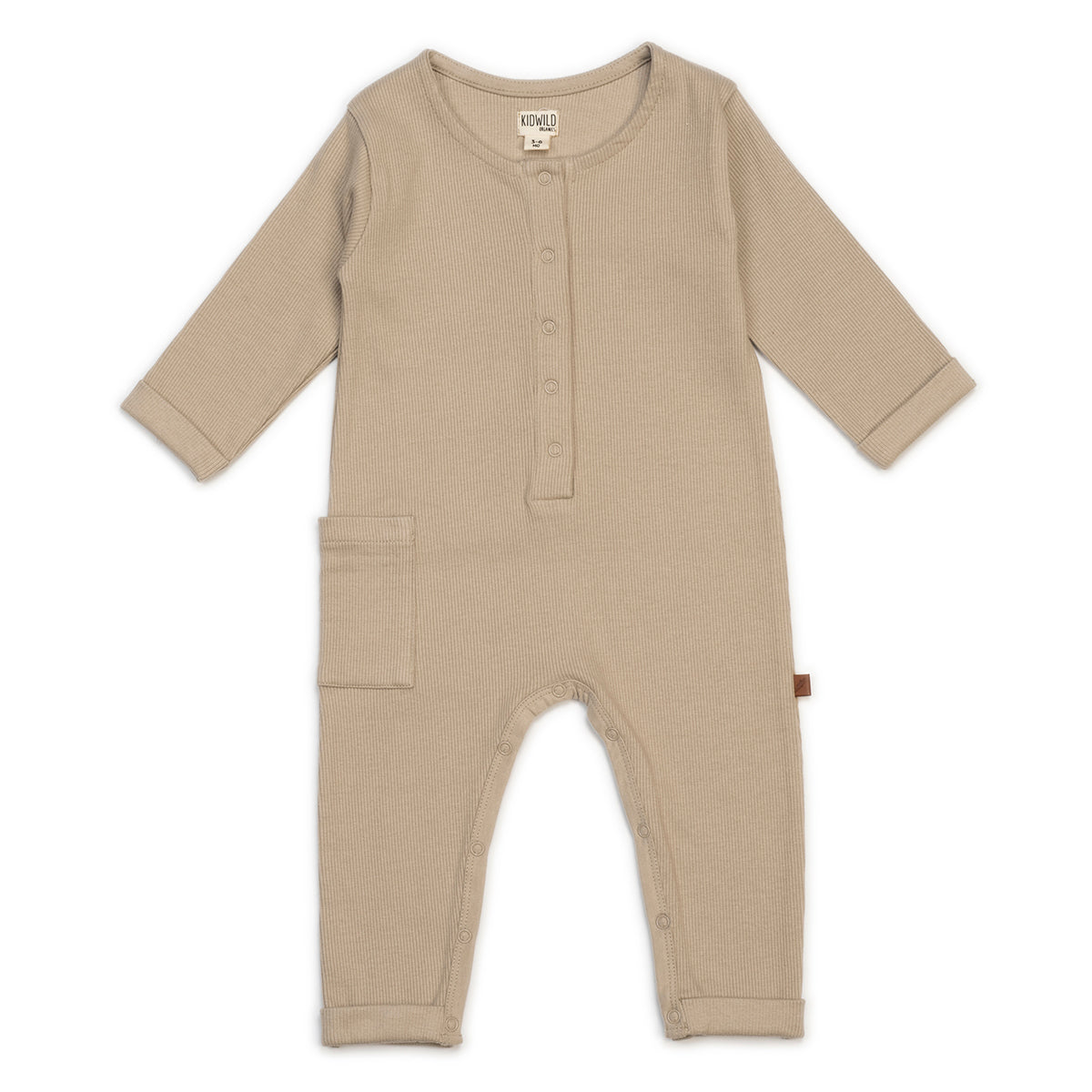 Organic Rib Henley Playsuit, Oat