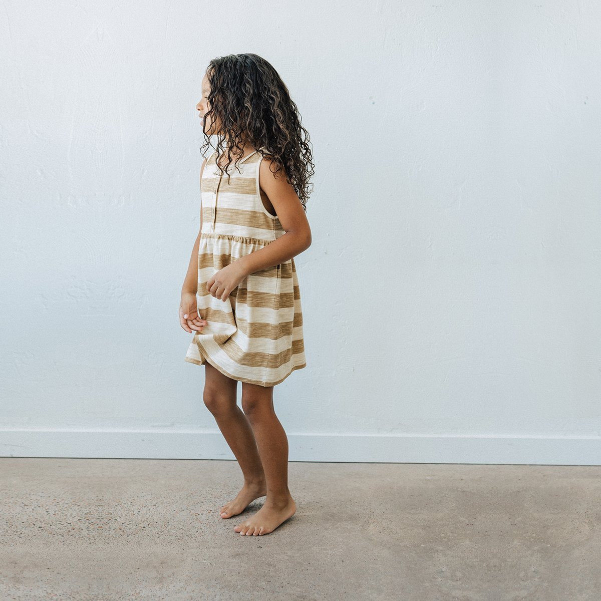 Organic Tank Dress, Honey Stripe