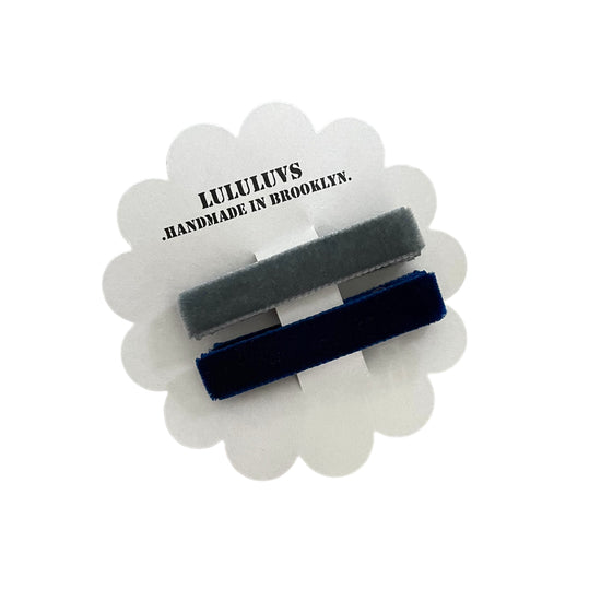 Velvet Bar Clips, Navy & Charcoal