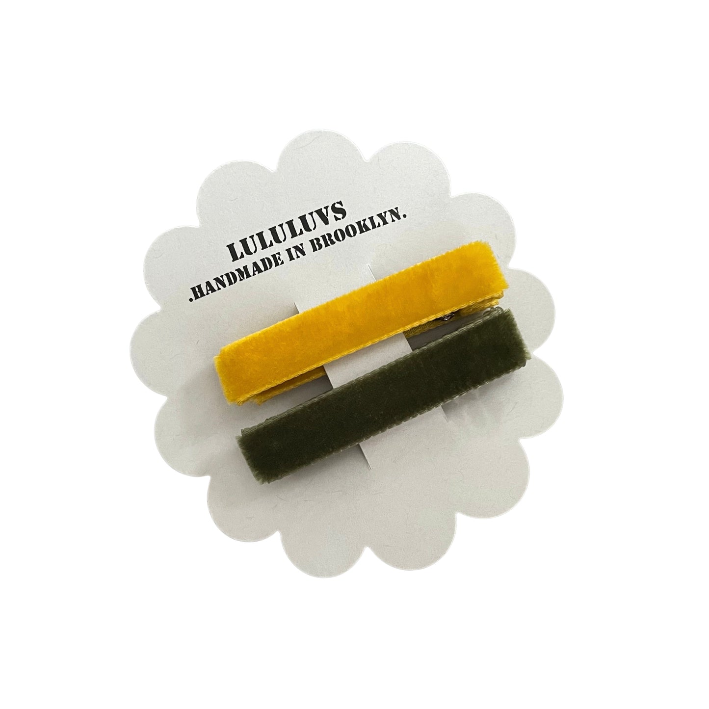 Load image into Gallery viewer, Velvet Bar Clips, Mustard &amp;amp; Loden
