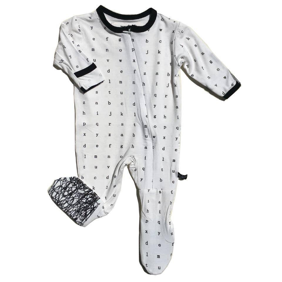 Typewriter Footed Sleeper, White