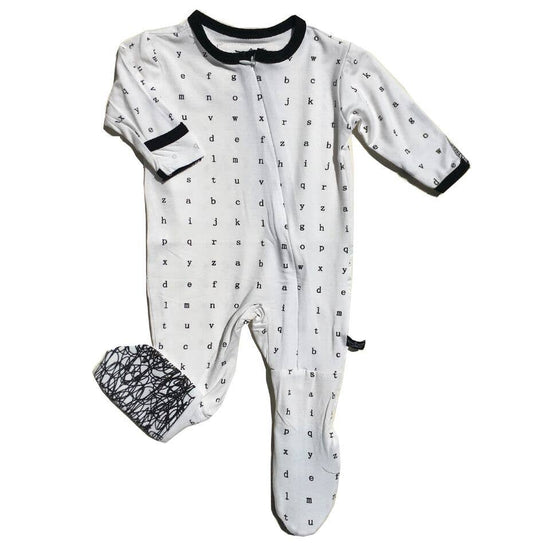 Typewriter Footed Sleeper, White